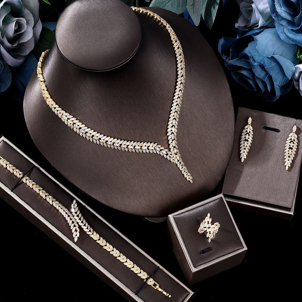 Zircon Jewelry Full Crystal Necklace And Earrings