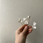Ceramic Flower Pearl Embellished Bridal Hairpin