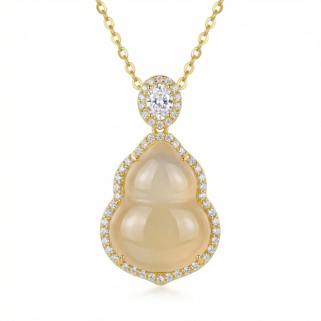 925 Sterling Silver Hulu Shaped Gemstone Necklace
