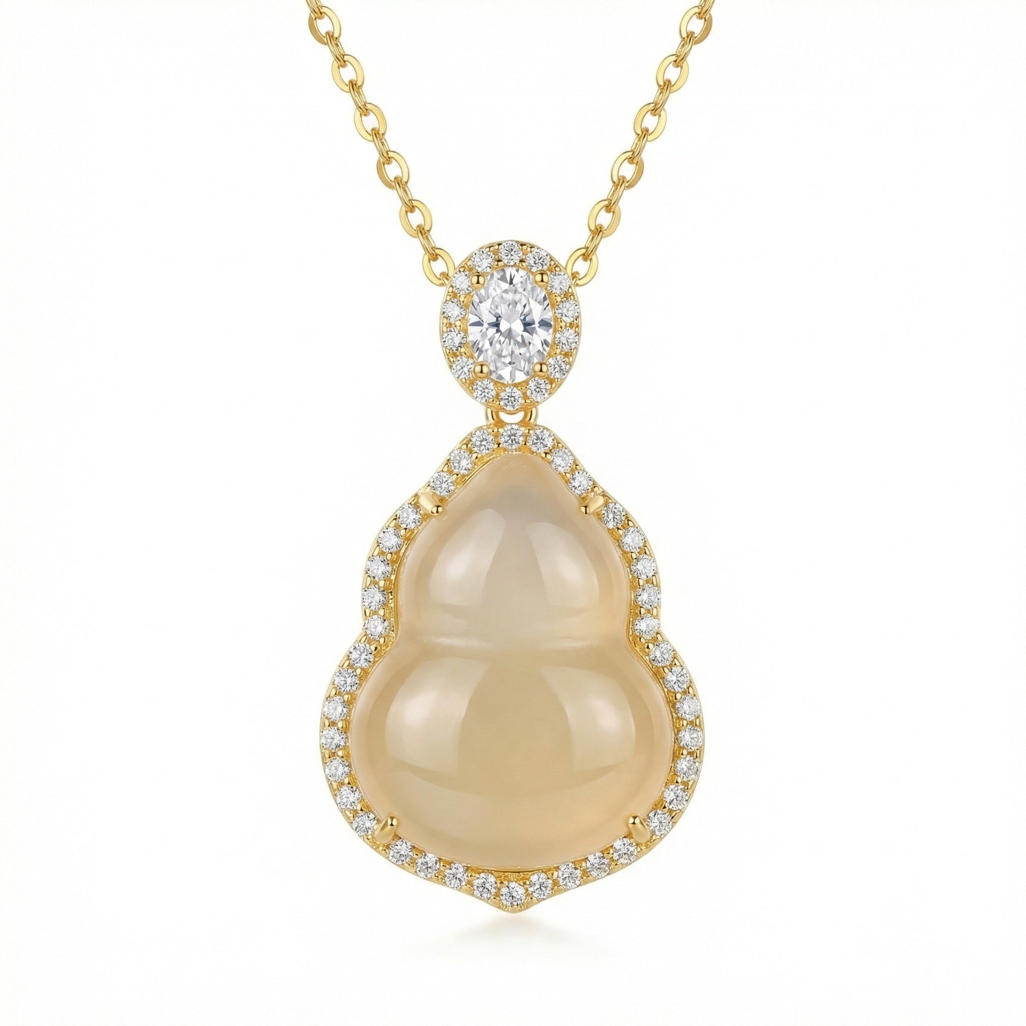 925 Sterling Silver Hulu Shaped Gemstone Necklace