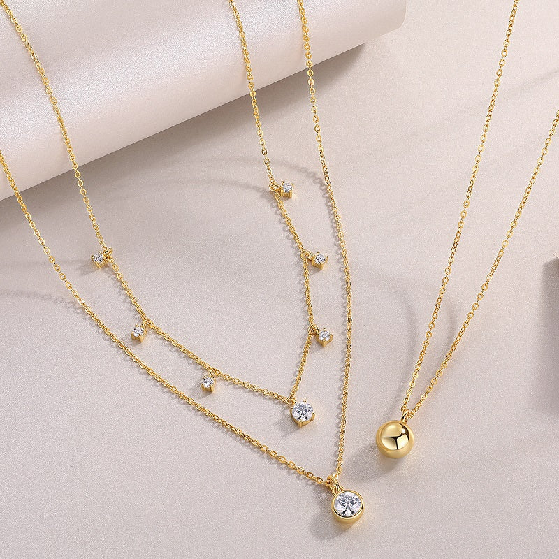 1-carat Luxury  Silver Pendant Necklace  S925 Silver