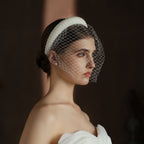 French Hepburn Style Bridal Veil White Vintage Beaded