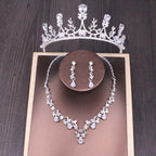 Bridal Rhinestone Crown Necklace Set Wedding