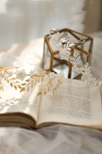 Hair Band Gold Leaf Silver Leaf White Flower