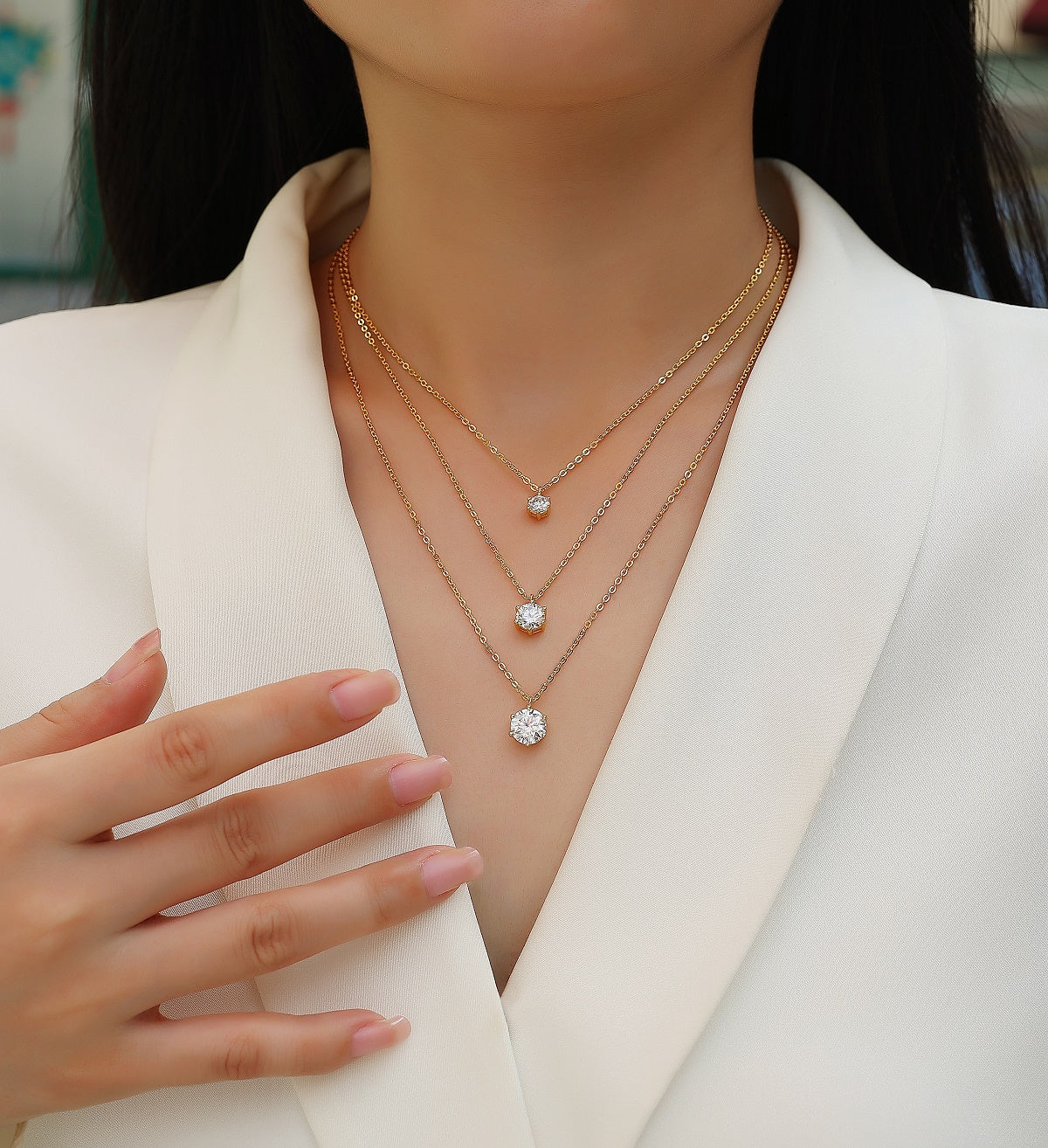 2-carat Luxury Fashion Silver Pendant Necklace