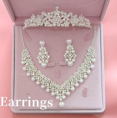 three sets of Korean big crown Wedding Pearl Necklace