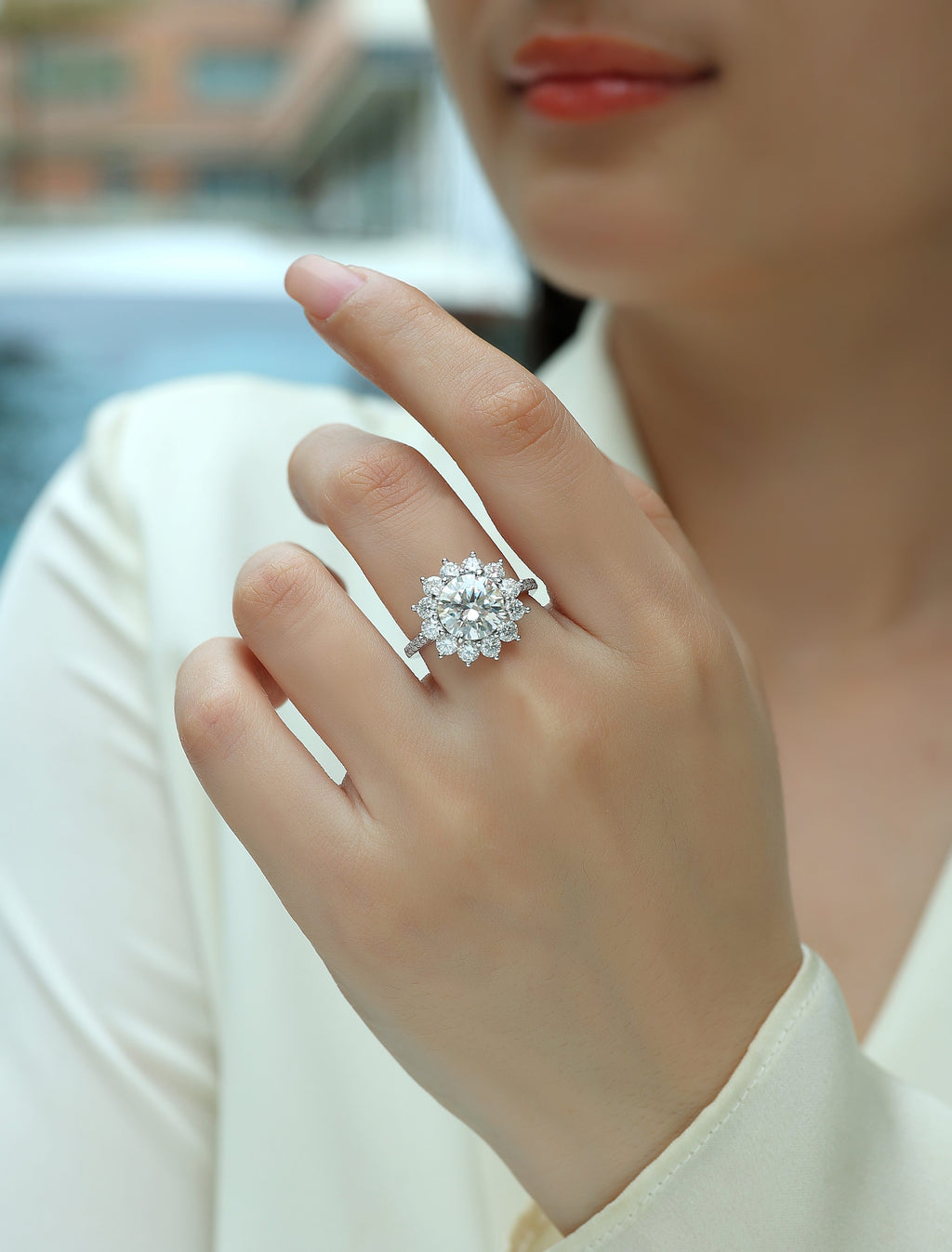 A Wedding Ring Se 3-carat Moissanite S925 Silver