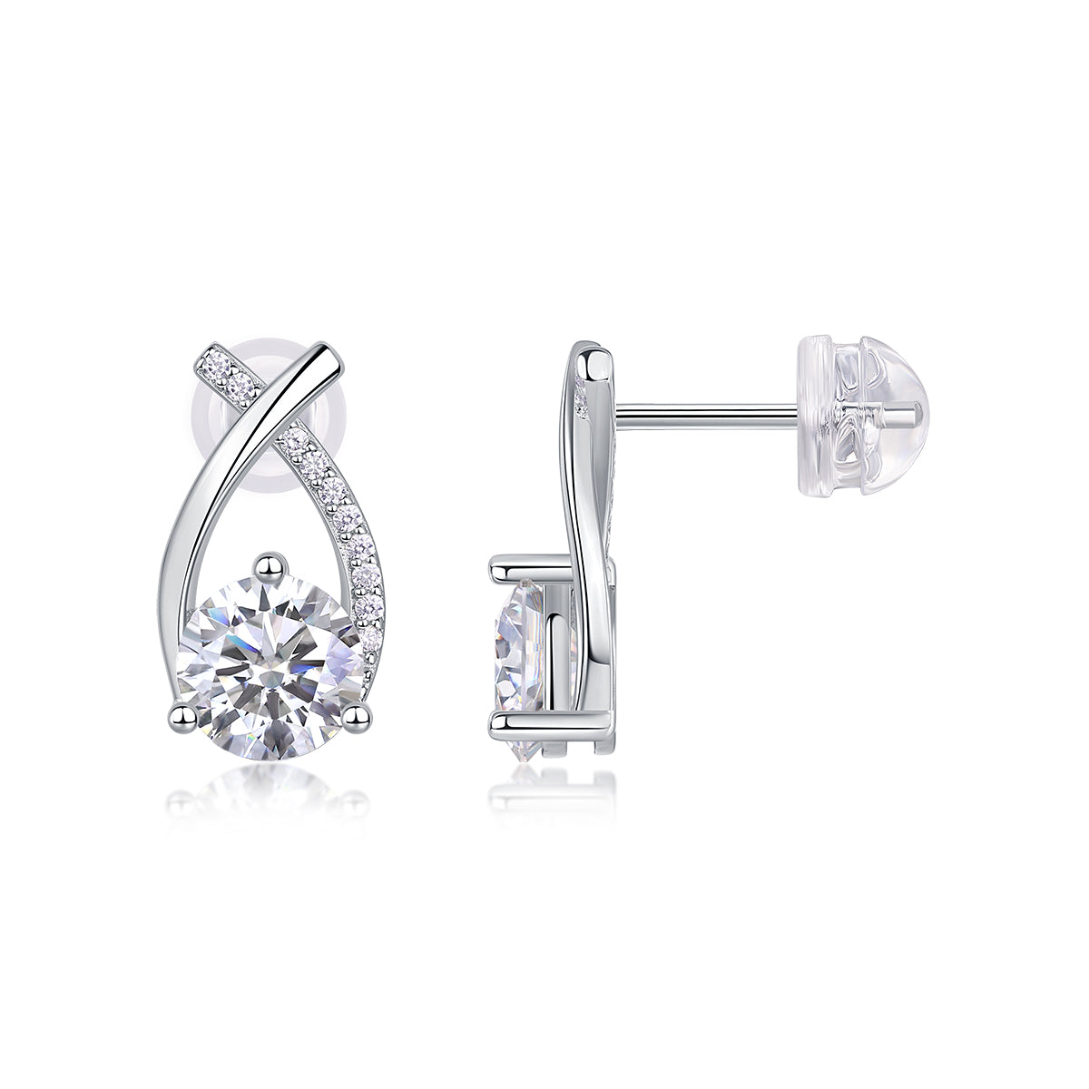 Stud Earrings Set With 1-carat Top-quality Moissanite S925