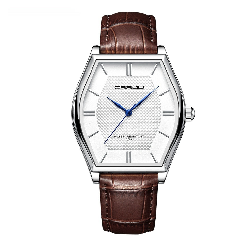 Barrel-shaped Waterproof Leather Watch