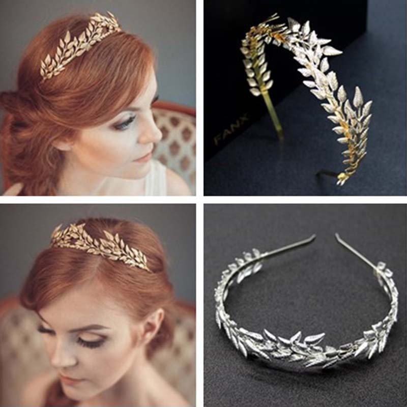 Bridal Golden Leaf Headband Alloy Crown Hair