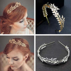 Bridal Golden Leaf Headband Alloy Crown Hair