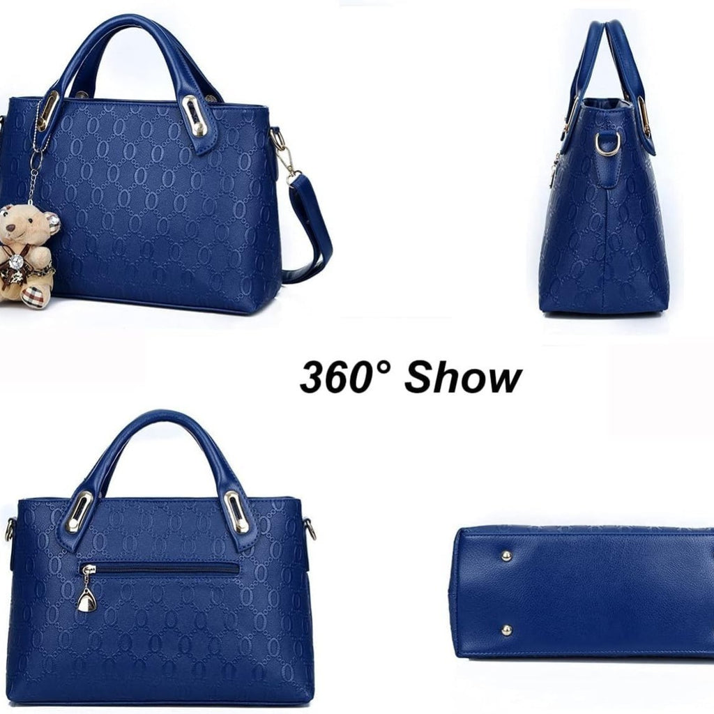 Women 4Pcs Top Handle Satchel Hobo  Leather Handbag Set