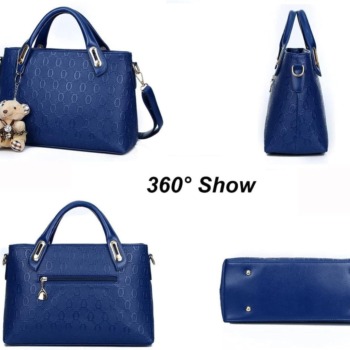 Women 4Pcs Top Handle Satchel Hobo  Leather Handbag Set