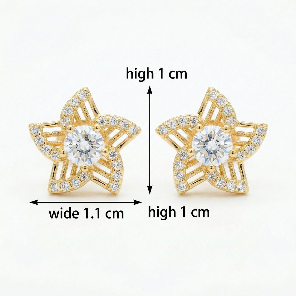 925 Sterling Silver Elegant Celestial Star Stud Earrings