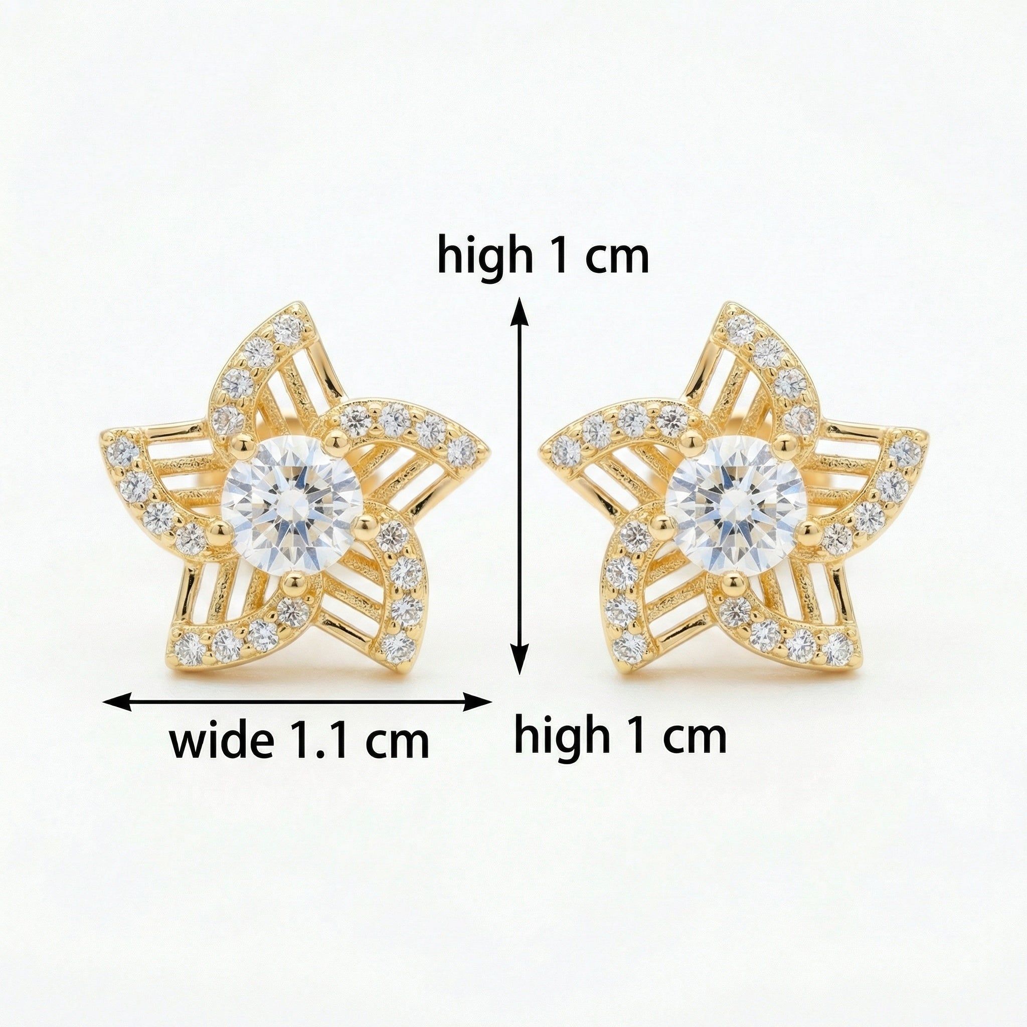 925 Sterling Silver Elegant Celestial Star Stud Earrings