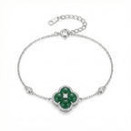 925 Sterling Silver Elegant Silver Four-Leaf Clover Bracelet