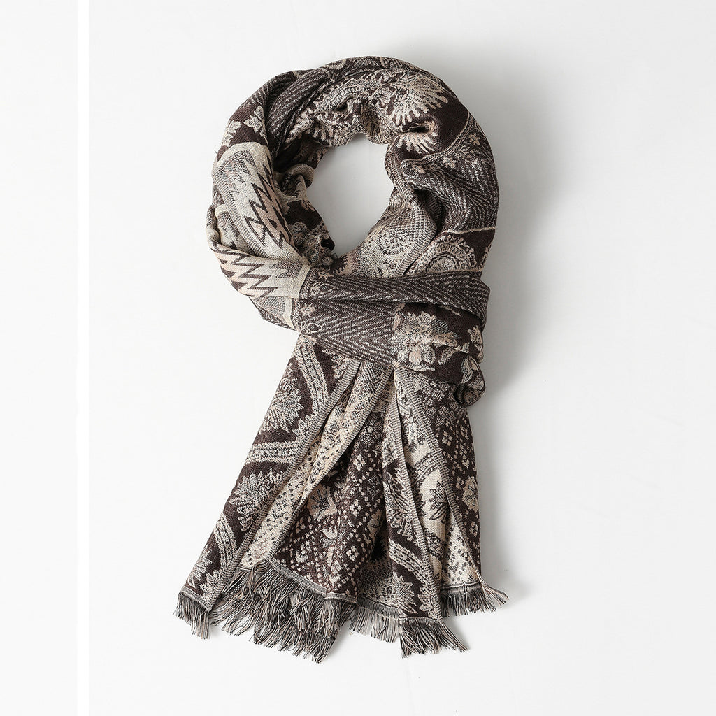 Men's Cotton Jacquard  Warm Scarf