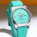Unisex Round Calendar Waterproof Rubber-Strap Watch
