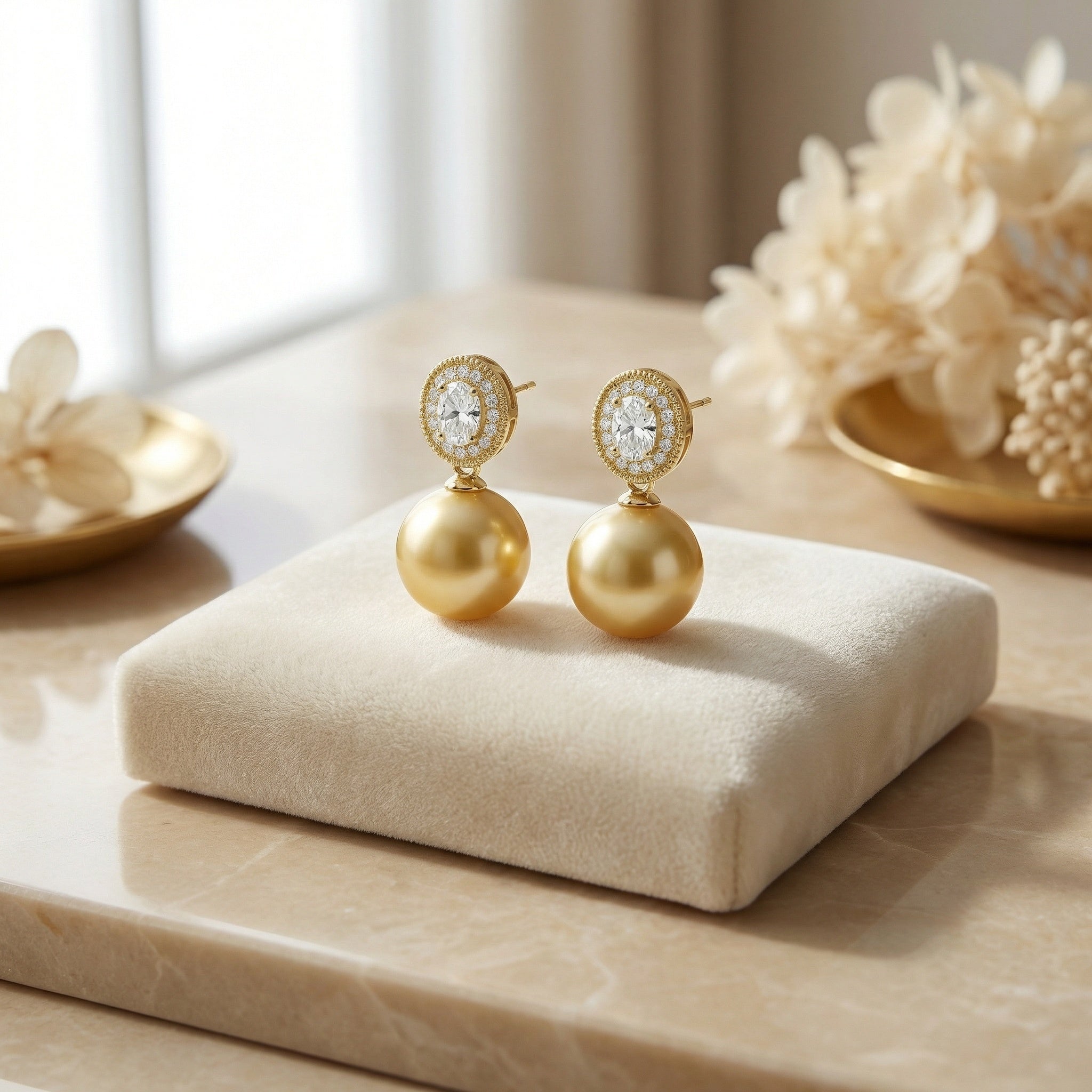 925 Sterling Silver Radiant Champagne South Sea Pearl
