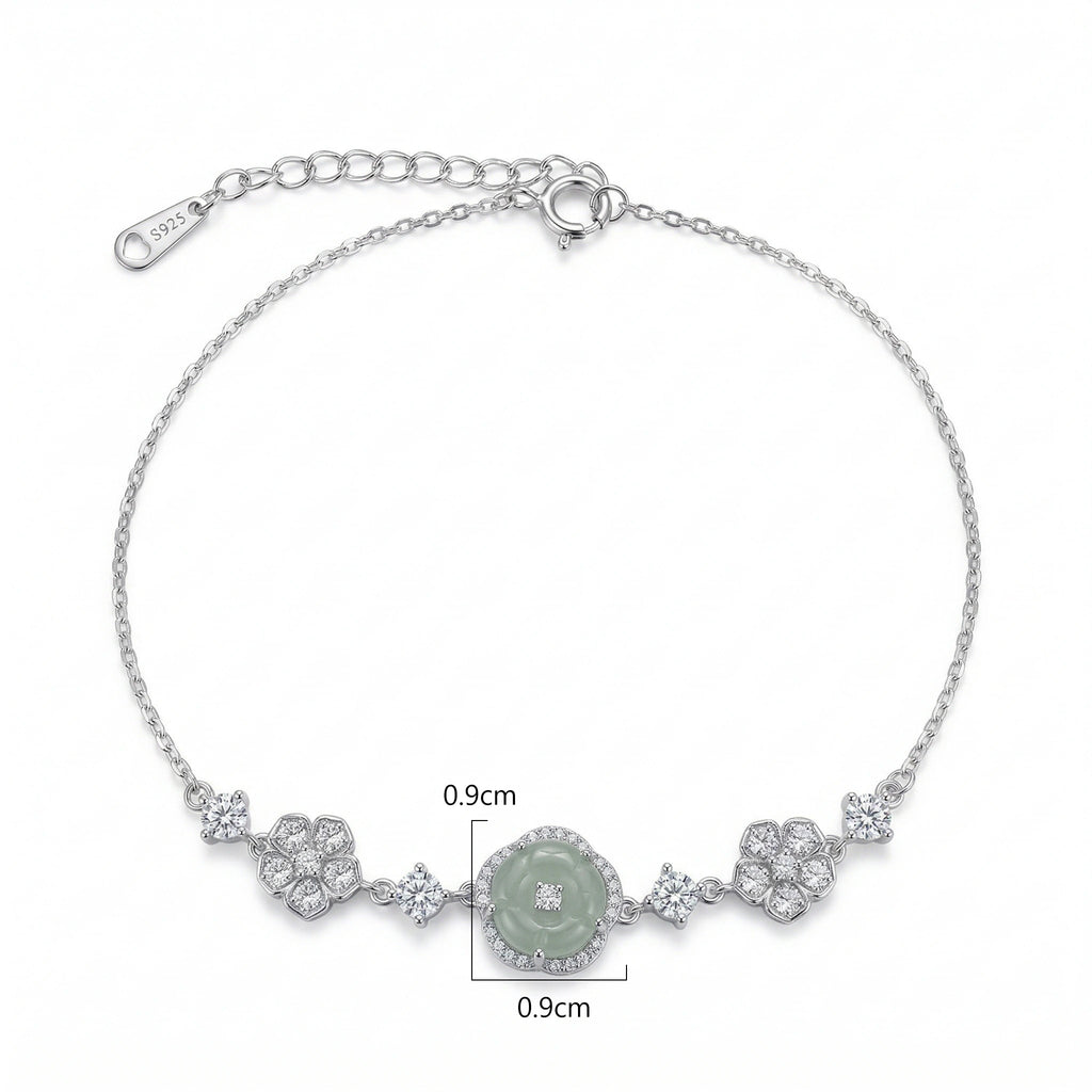 Elegant S925 Sterling Silver Sparkling Flower and Round