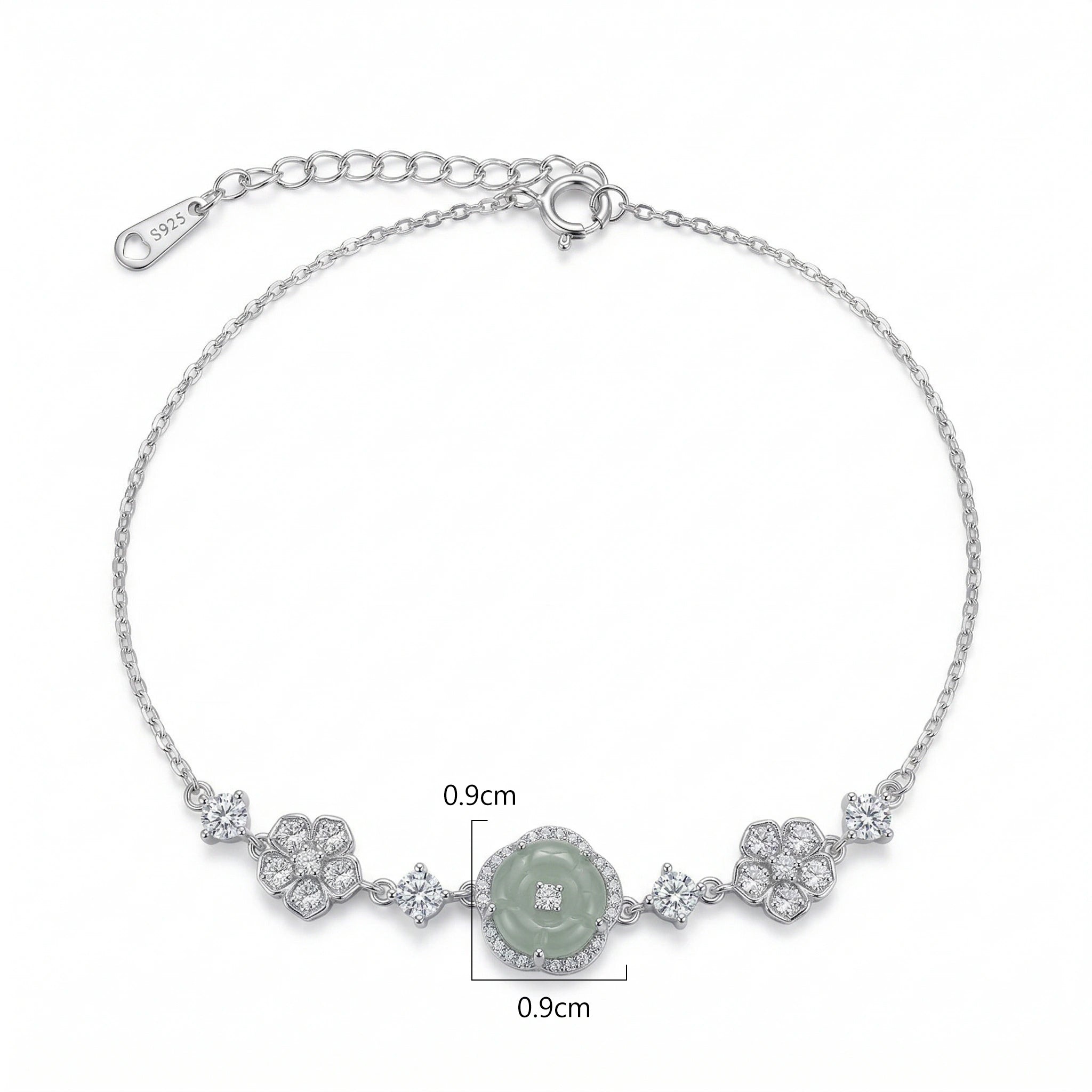 Elegant S925 Sterling Silver Sparkling Flower and Round