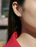 Square-shaped Stud Earrings - Set With 0.5-carat