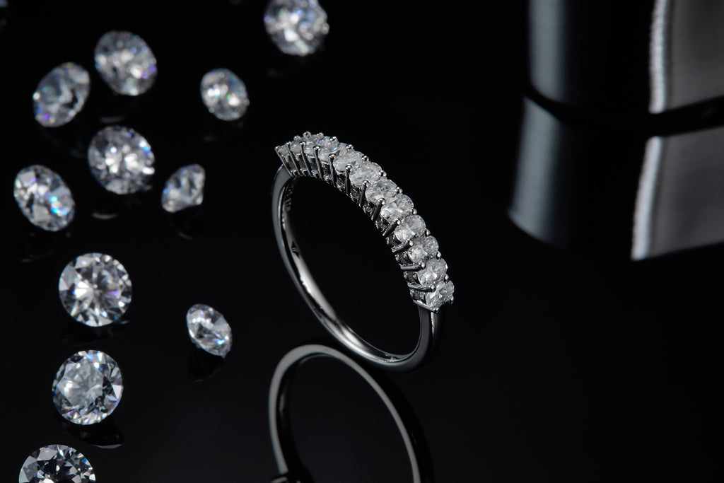 Light And Shadow Bloom - A Wedding Ring Set