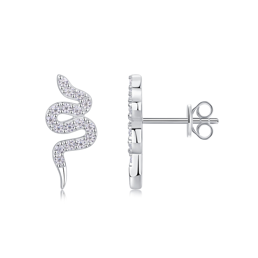 Silver Snake Entwined -  Silver Stud Earrings S925, Silver