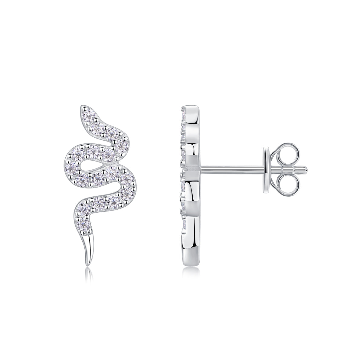 Silver Snake Entwined -  Silver Stud Earrings S925, Silver