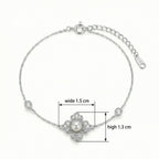 925 Sterling Silver r Pearl Flower Bracelet