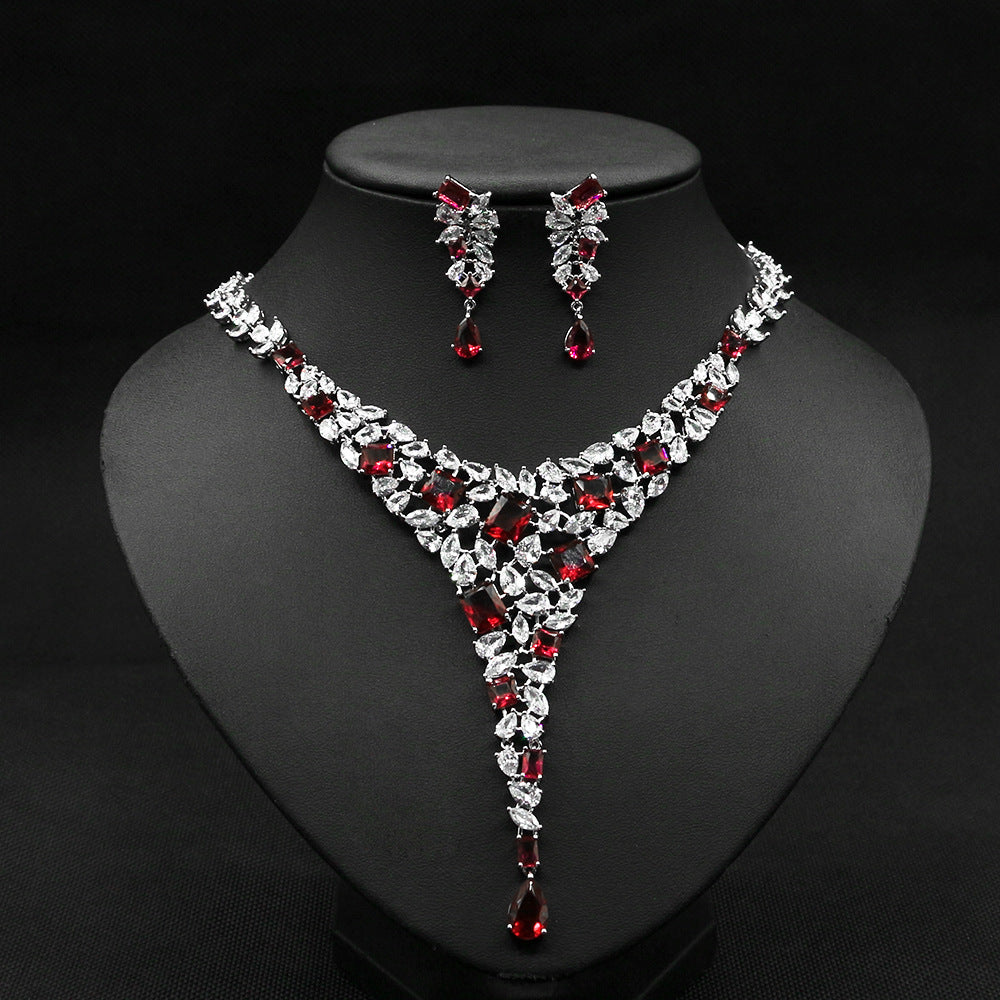 Colorful  Necklace Set Wedding Earring