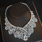 Bridal Headdress Flowers Wedding Crown Necklace Earrings