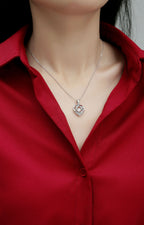 Necklace Pendant Set With Moissanite S925, Silver
