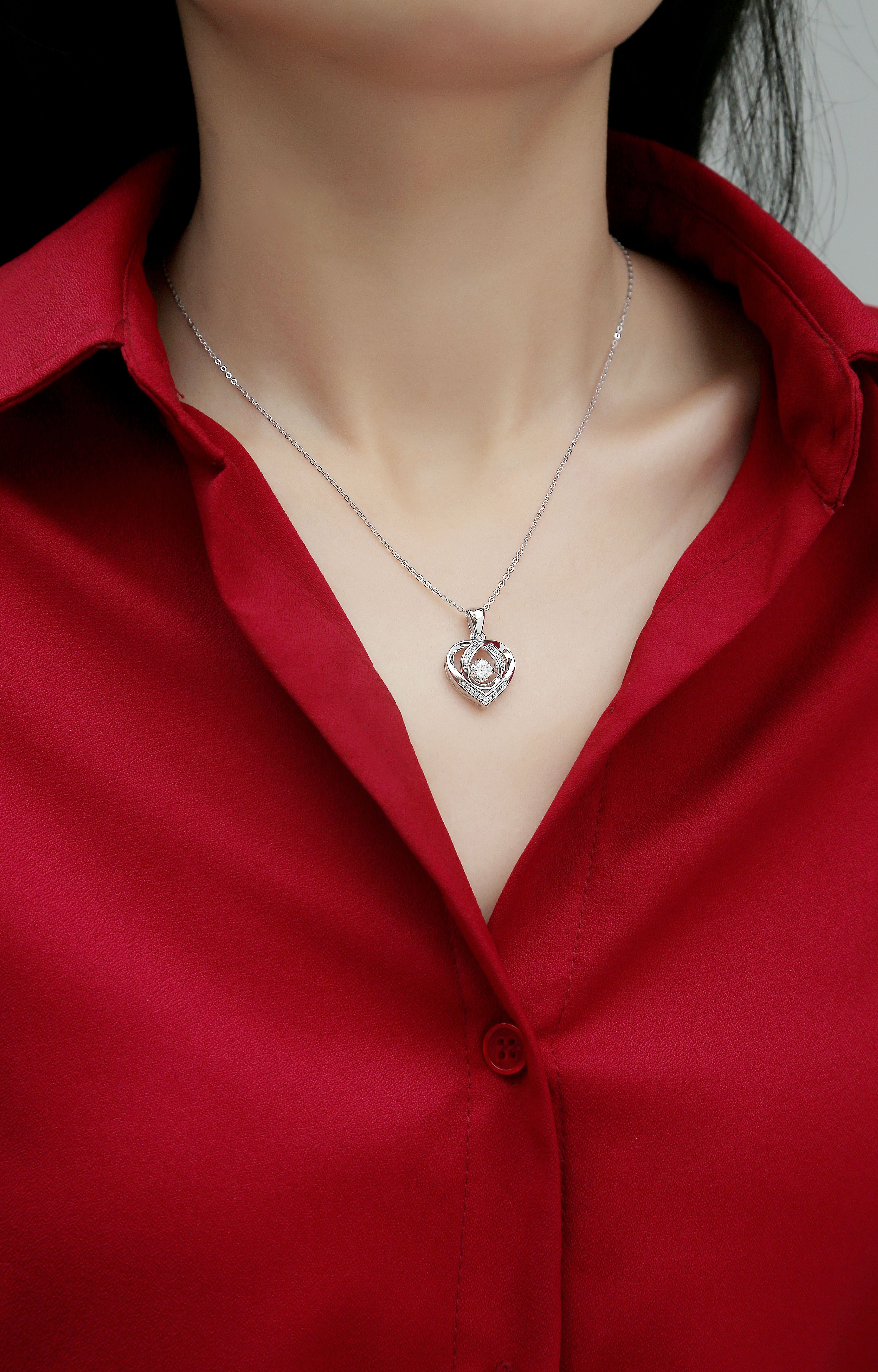Necklace Pendant Set With Moissanite S925, Silver