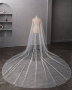 Pearl Wedding Veil 1 Layer Long Bridal Cathedral Veil
