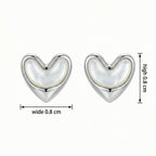 925 Sterling Silver Elegant Mother-of-Pearl Heart Stud Earrings