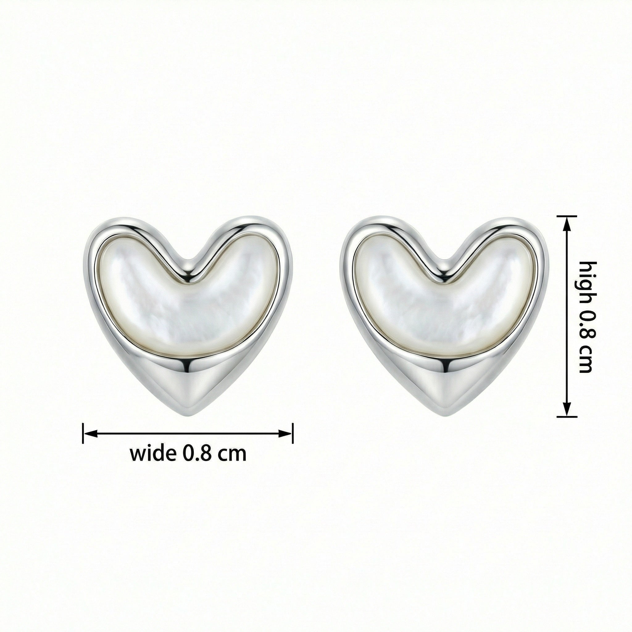 925 Sterling Silver Elegant Mother-of-Pearl Heart Stud Earrings