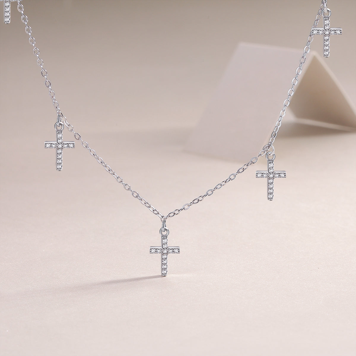 Holy Light Cross - Pendant Necklace  S925 Silver Plated Platinum