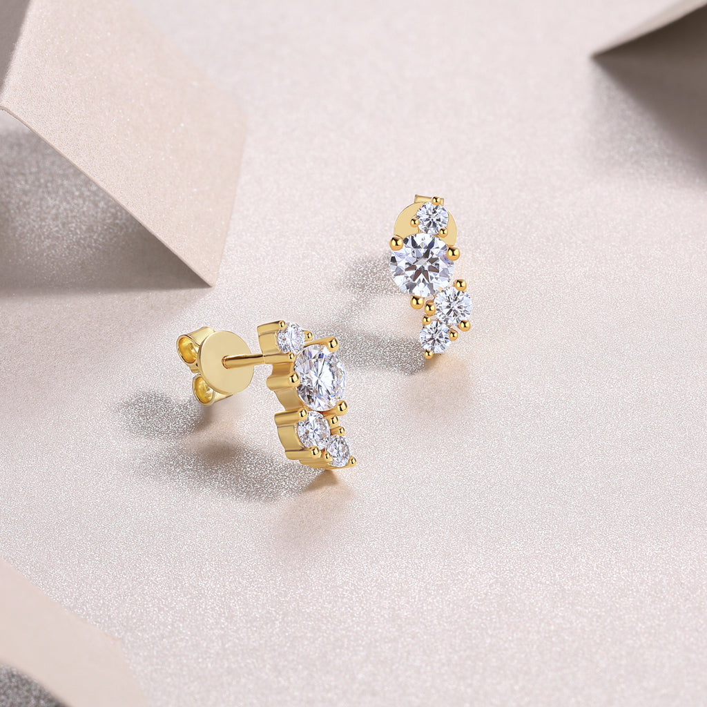 Four-diamond  Stud Earrings Set S925 Silver