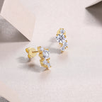 Four-diamond  Stud Earrings Set S925 Silver