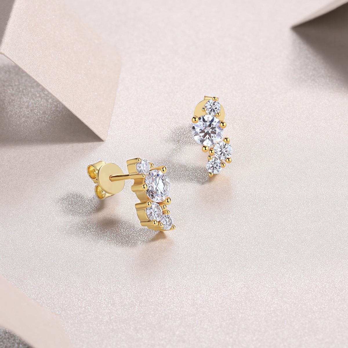 Four-diamond  Stud Earrings Set S925 Silver