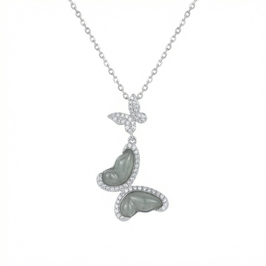 925 Sterling Silver Elegant Double Butterfly Pendant