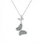 925 Sterling Silver Elegant Double Butterfly Pendant