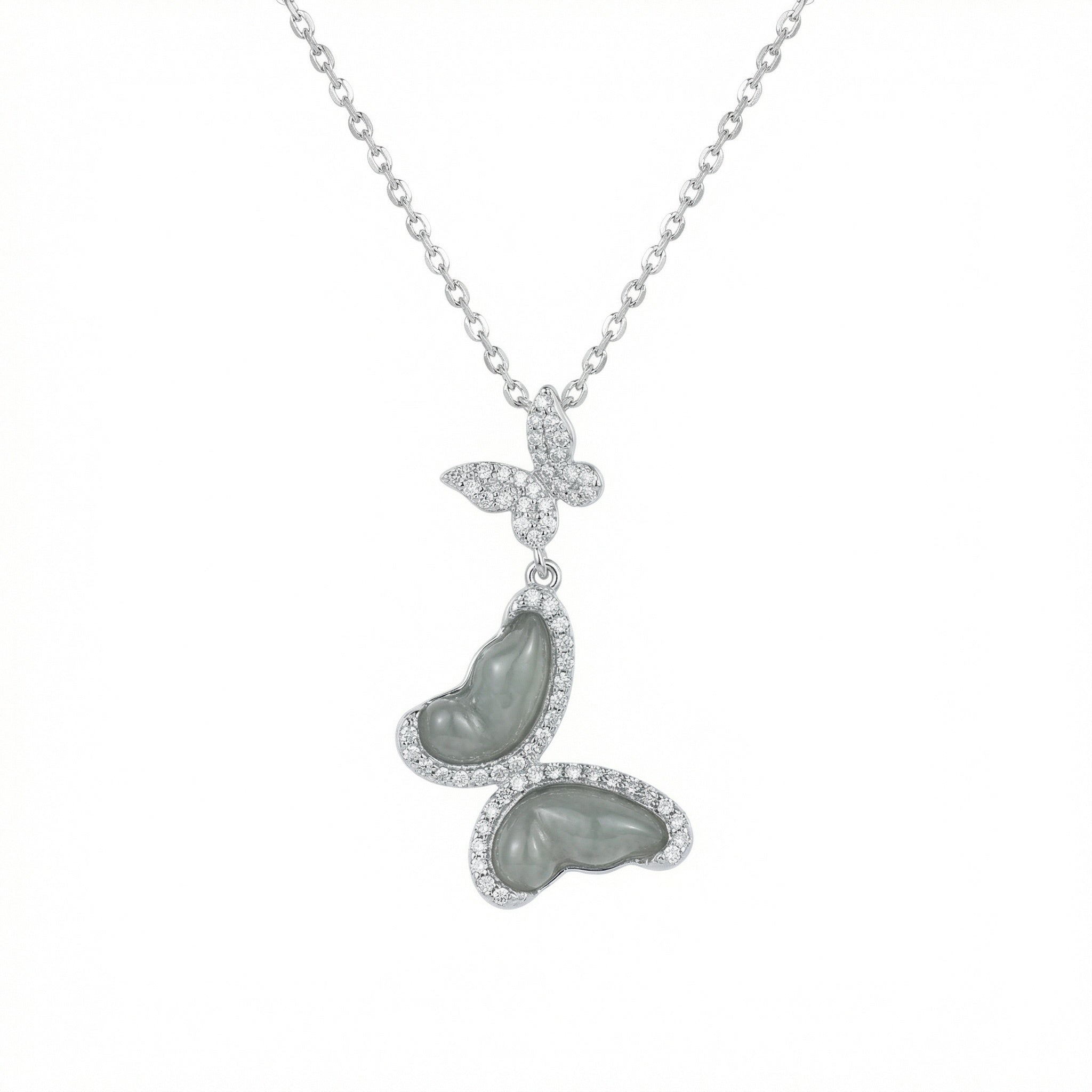 925 Sterling Silver Elegant Double Butterfly Pendant