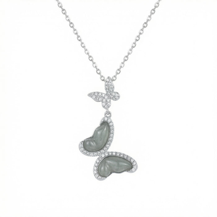 925 Sterling Silver Elegant Double Butterfly Pendant