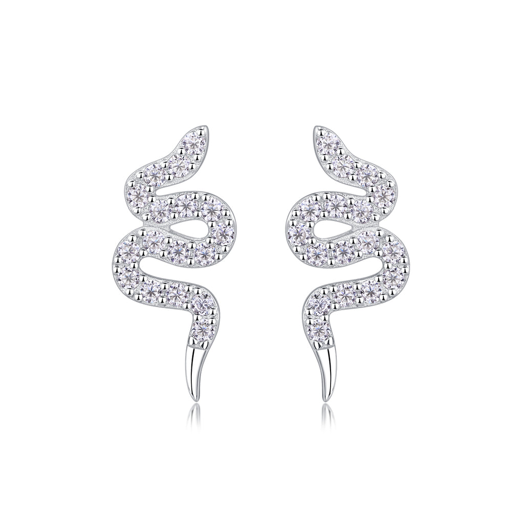 Silver Snake Entwined -  Silver Stud Earrings S925, Silver