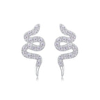Silver Snake Entwined -  Silver Stud Earrings S925, Silver