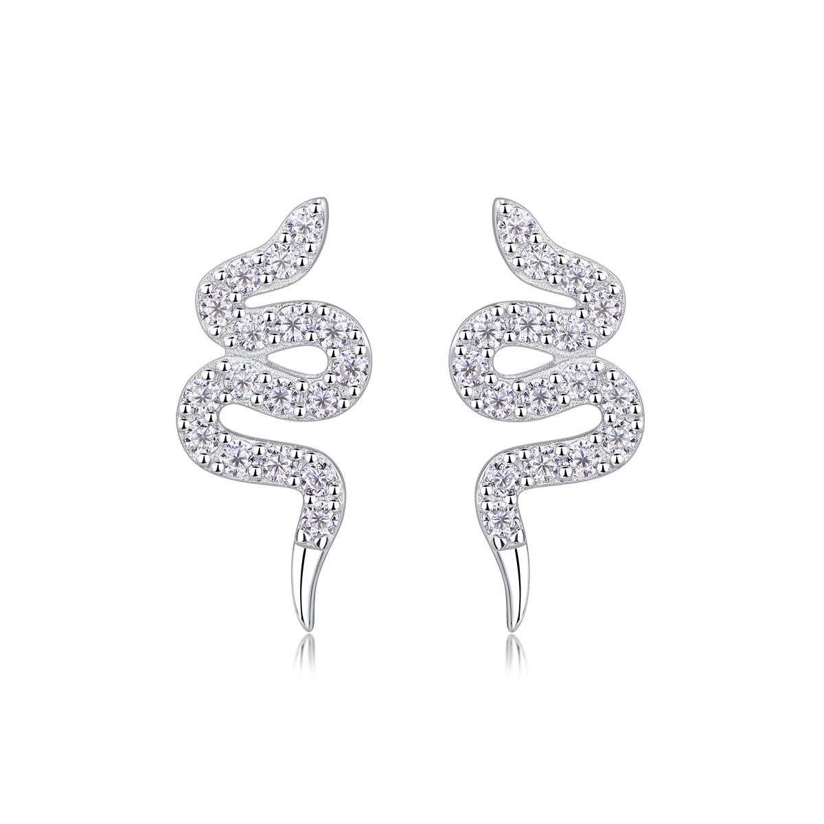 Silver Snake Entwined -  Silver Stud Earrings S925, Silver