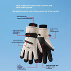 Fleece-lined Thickened Men's And Women's Skiing Gloves