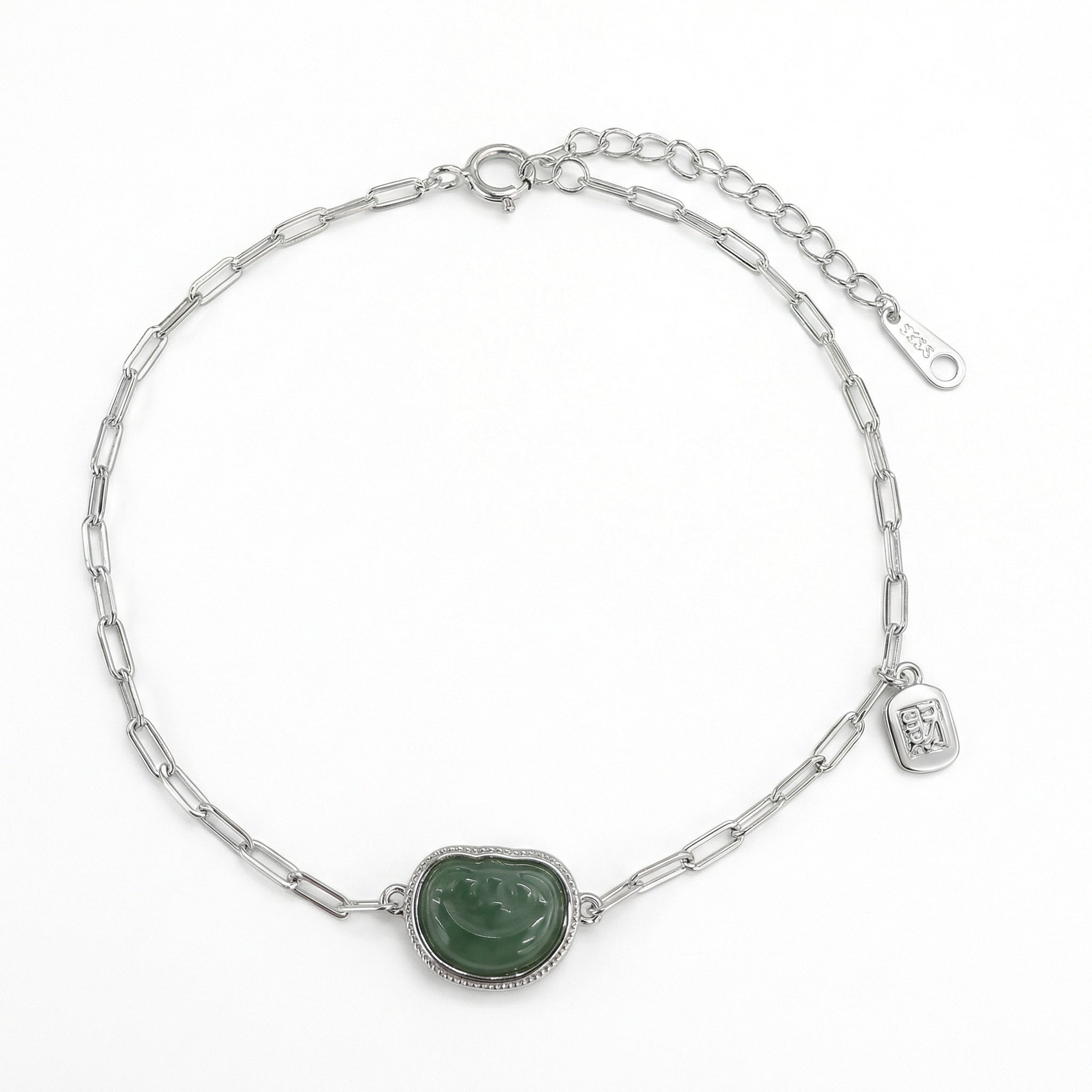 925 Sterling Silver Elegant Silver Green Heart Gemsstone